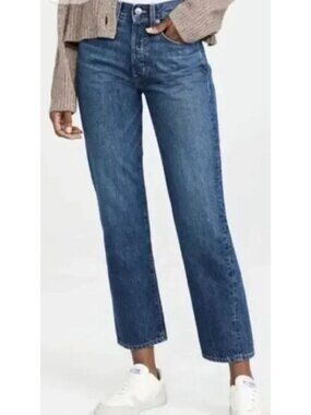 Edwin Kali Ankle Jeans Wipeout Wash Straight Leg Button Fly-sz 27
